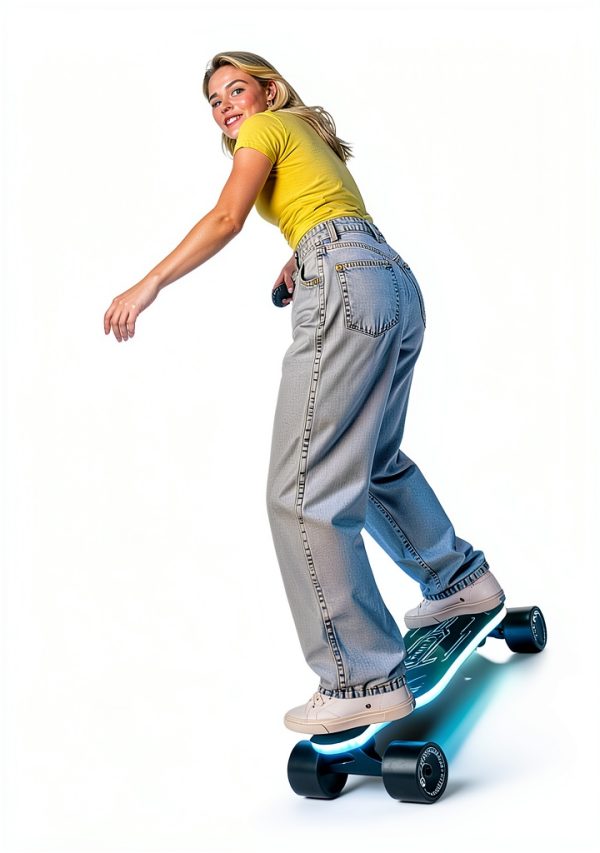 Povix ES7 Pro Electric Skateboard Black LED Lights Teens-1
