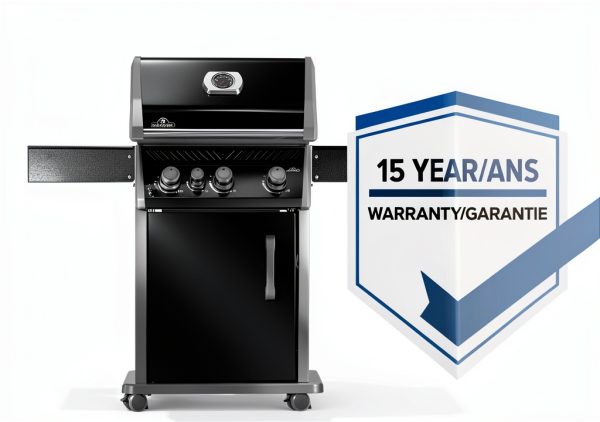 Napoleon Rogue 425 Propane Gas Grill with Range Side Burner, Black, 3 Stainless Steel Main Burners, Durable Grilling Power-3