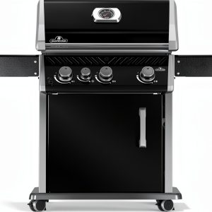 Napoleon Rogue 425 Propane Gas Grill with Range Side Burner, Black, 3 Stainless Steel Main Burners, Durable Grilling Power-0