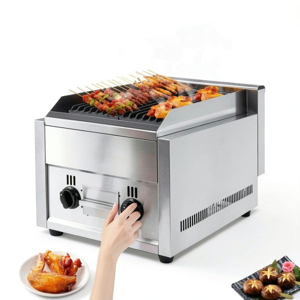 21" Commercial Char Broiler Grill - 2 Burner Gas & Propane Countertop Radiant Broiler, Nsf Certified, for Restaurants, Shawarma & Bbq Use (Fy-977 Model,)-3
