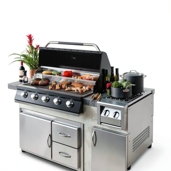 Hygrill 40-Inch Built In Grill for Natural Gas, Stainless Steel Outdoor Kitchen 5-Burner Grill Head, Black-6