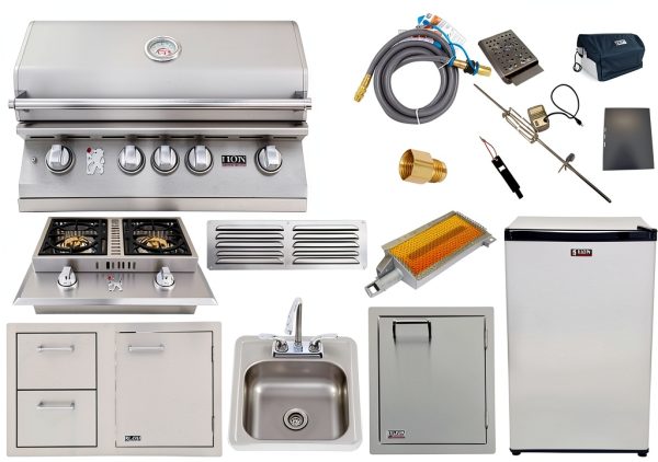 Lion BBQ Direct Premium 10-Piece 32" Natural Gas Grilling Set: Ready-to-Use with Included Hoses, Vent, & Searing burner-0