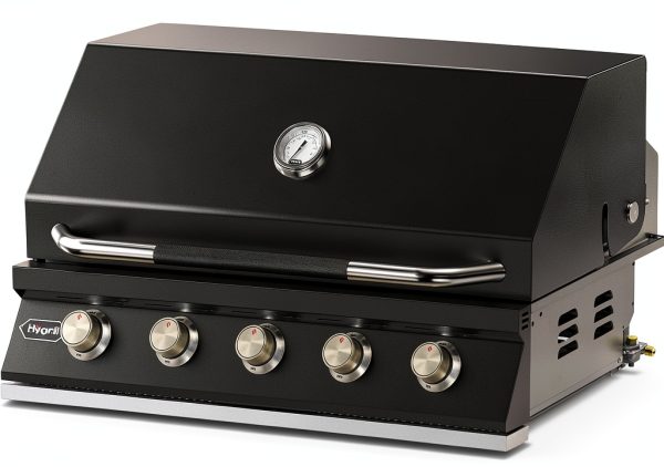 Hygrill 40-Inch Built In Grill for Natural Gas, Stainless Steel Outdoor Kitchen 5-Burner Grill Head, Black-0