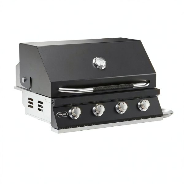 Hygrill 32-Inch Built In Grill for Natural Gas, Stainless Steel Outdoor Kitchen 4-Burner Grill Head, Black-1