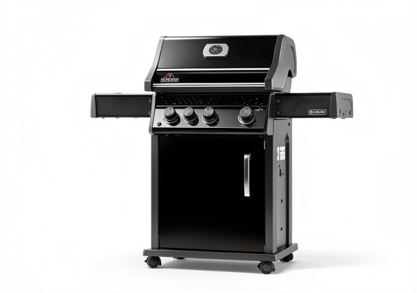 Napoleon Rogue 425 Propane Gas Grill with Range Side Burner, Black, 3 Stainless Steel Main Burners, Durable Grilling Power-1