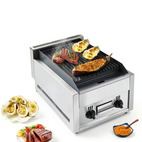 21" Commercial Char Broiler Grill - 2 Burner Gas & Propane Countertop Radiant Broiler, Nsf Certified, for Restaurants, Shawarma & Bbq Use (Fy-977 Model,)-4
