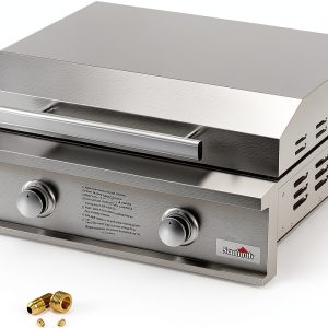 Stanbroil 28-Inch Premium Built-In Natural Gas Griddle for Outdoor Kitchen Grill, Durable Stainless Steel 2-Burner Flat Top Grill with Lid for BBQ Island, 34,000 BTUs-0
