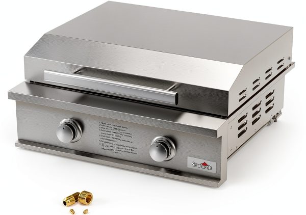 Stanbroil 28-Inch Premium Built-In Natural Gas Griddle for Outdoor Kitchen Grill, Durable Stainless Steel 2-Burner Flat Top Grill with Lid for BBQ Island, 34,000 BTUs-0